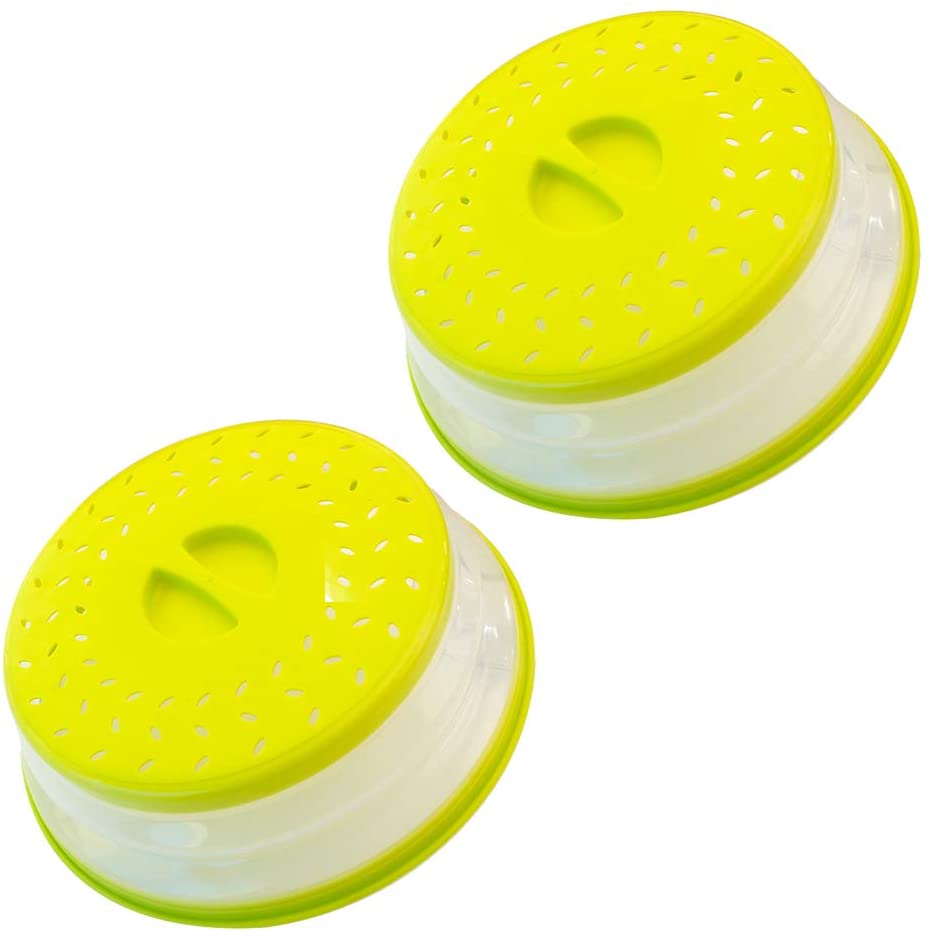 Foldable Microwave Spatter Cover Kitchen Sealing Heating Covers Oil Preventer Cover For Refrigerator Microwave Oven , BPA-Free: Yellow x 2