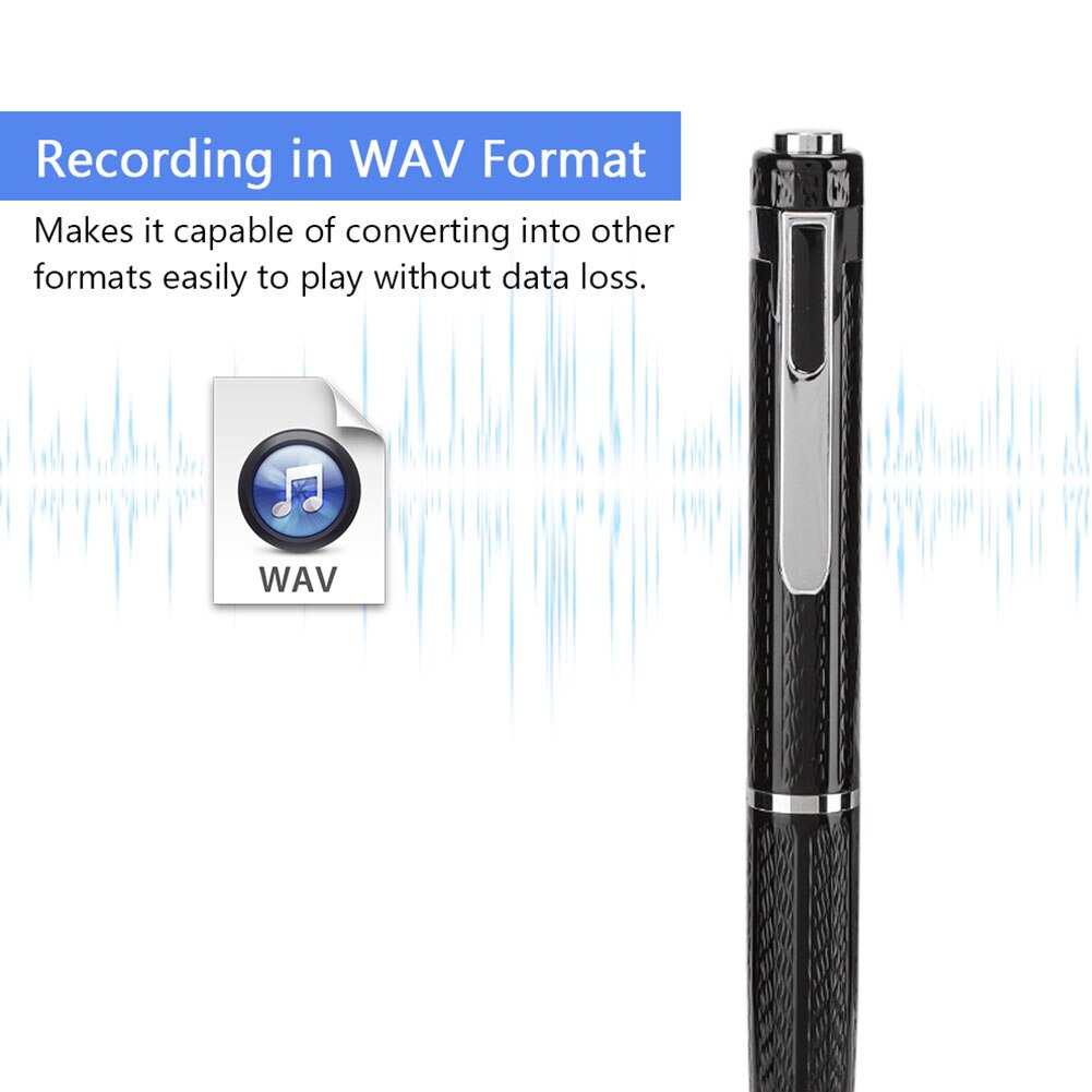 Penvormige continue 12-uurs digitale voicerecorder 192Kbps Audiorecorder met één knop Draagbare audio-video