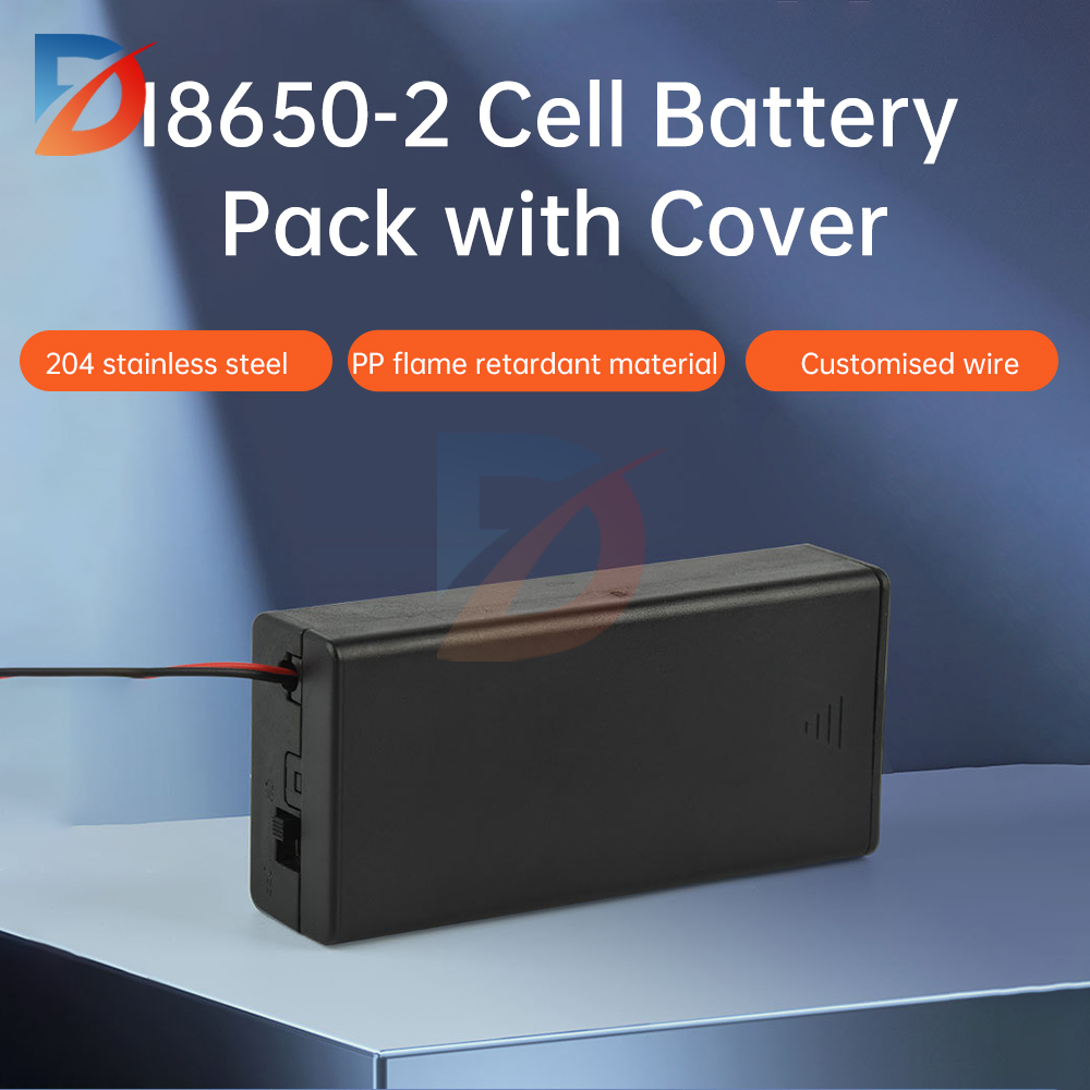 2 18650 battery box with cover and on/off button for 18650*2 /3.7V battery box