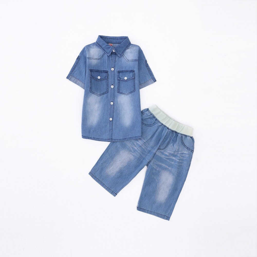 Ropa informal de algodón para niños traje de camisa de vaquero, chaqueta vaquera, camisa, pantalones, camisa, 4 a 10 años