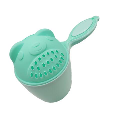 Gorros de baño de dibujos animados para bebé, taza de champú para niño, cebo de baño para bebé, cucharas, taza para lavar el pelo, herramienta de baño para niño: Green Bear