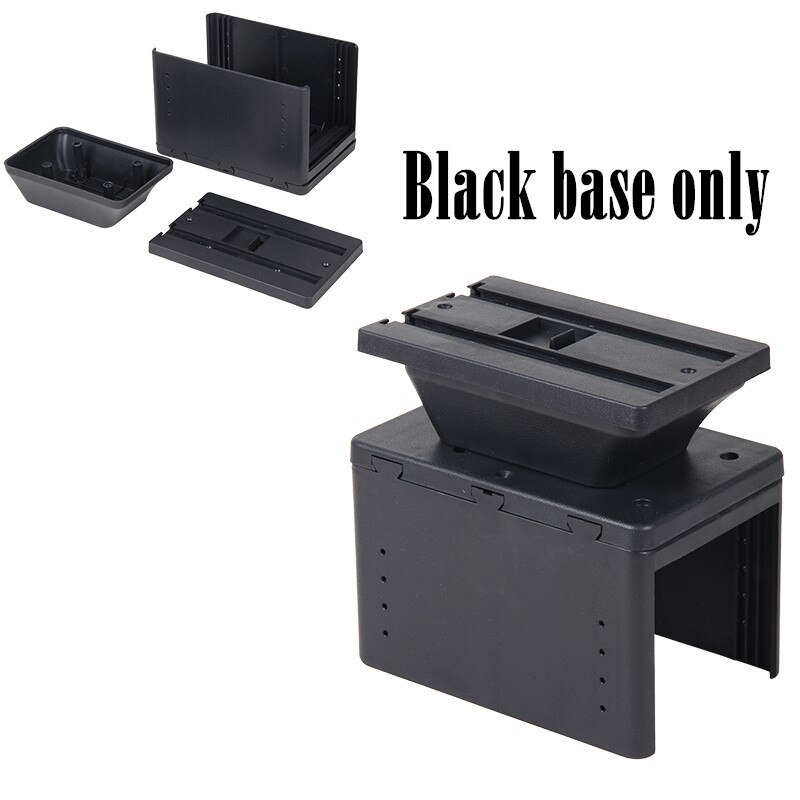 Universal Car Armrest central Universal model armrest box car accessories storage box modification Retrofit parts with USB LED: Black base only