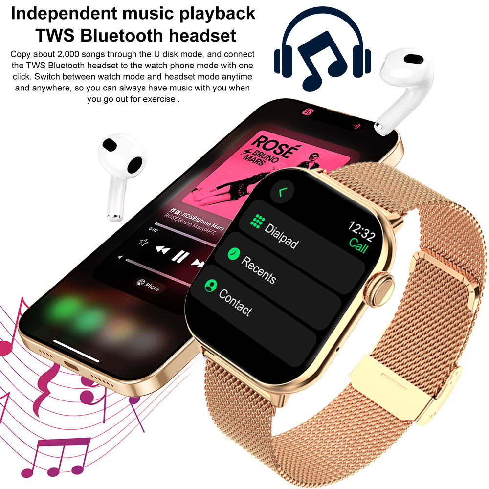 Nuovo Memoria da 4 GB Smartwatch Schermo Amoled Lettore MP3 MP4 Bluetooth Condivisione di rete APP Negozio ChatGPT Smart AI Orologio da uomo Sportwatch