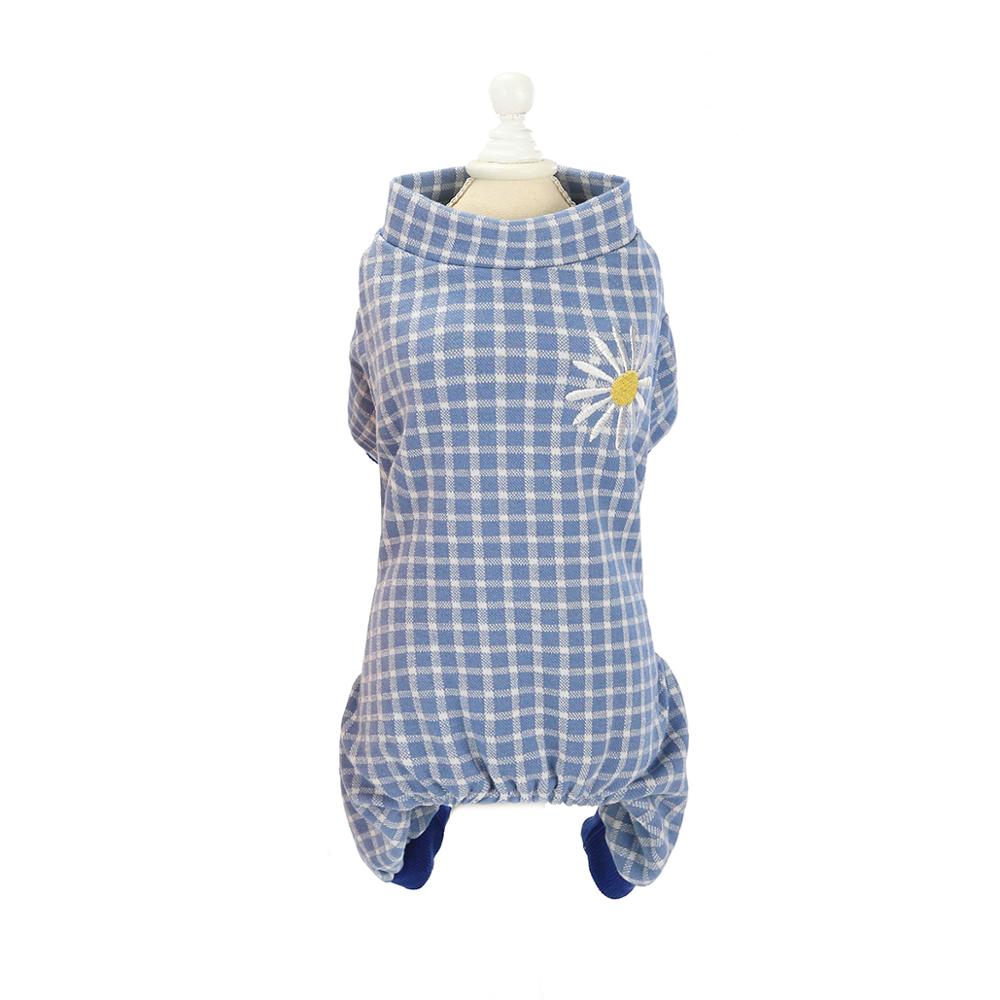 Mooie Kleine Honden Pyjama Vier Poten Honden Kat Kleding Puppy Jumpsuit Voor Hond Jas Voor Chihuahua Honden Plaid kleding: Blauw / XXL