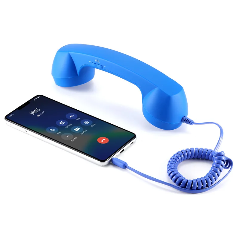 Telefoonhoorn 3,5 mm Klassiek, modieus Stijlvolle handsetontvanger Microfoonluidspreker voor telefoon Smartphone: Blauw