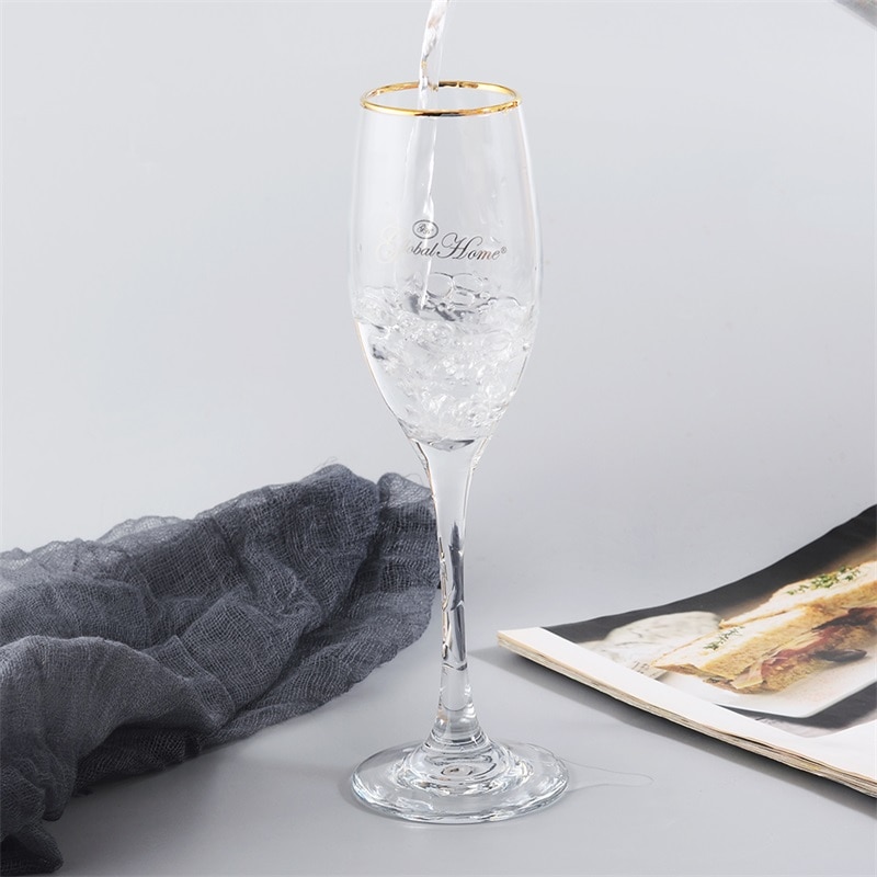 Crafted Wine Glass Goblet Beer Champagne Glasses Gold Line Drinking Juice Vodka Wine Glass Cups for Home Party Bar Restaurant