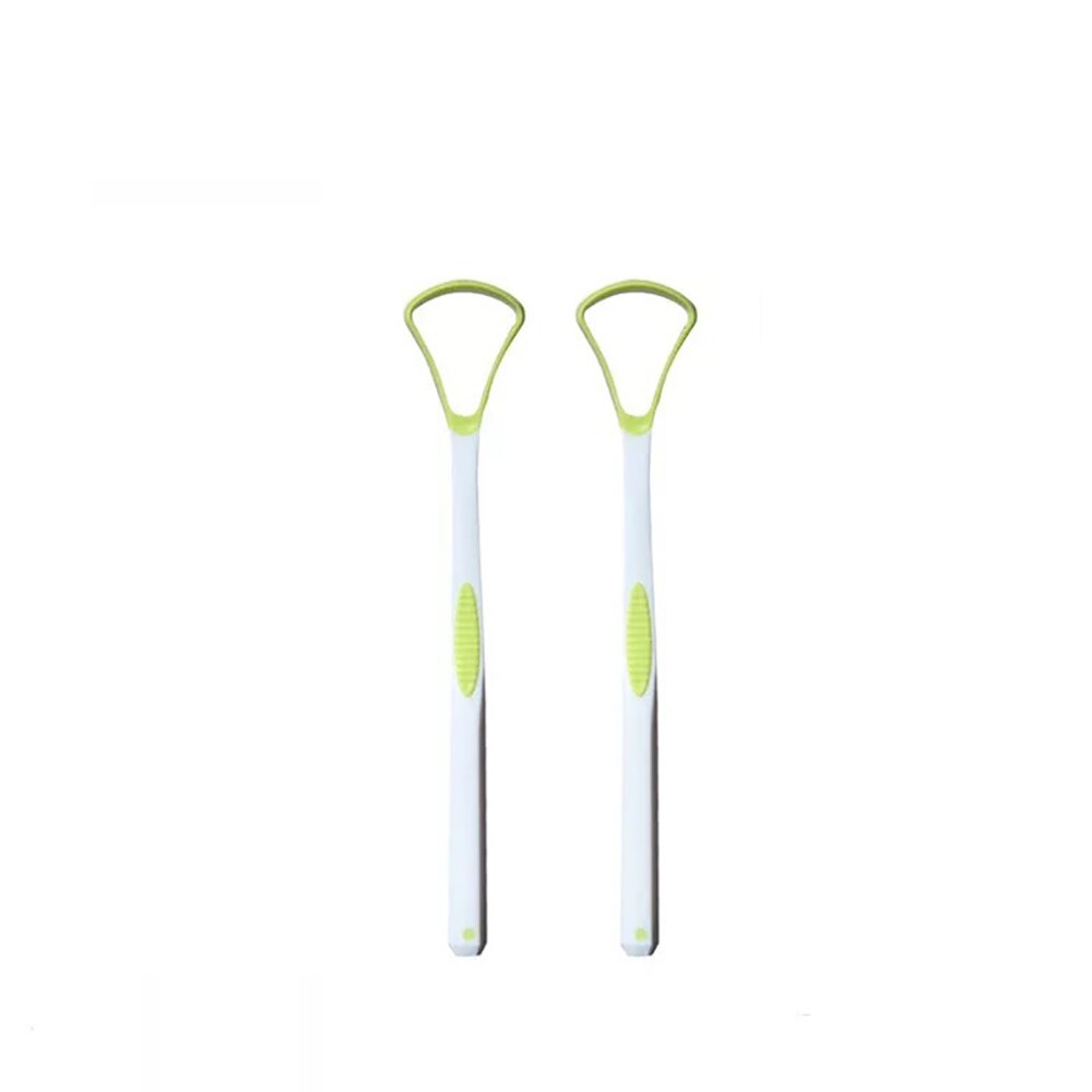 2pcs Portable Tongue Cleaner Brush Soft Tongue Scraper Floss Dental Care Keep Fresh Breath Oral Hygiene Health Care Tools: green