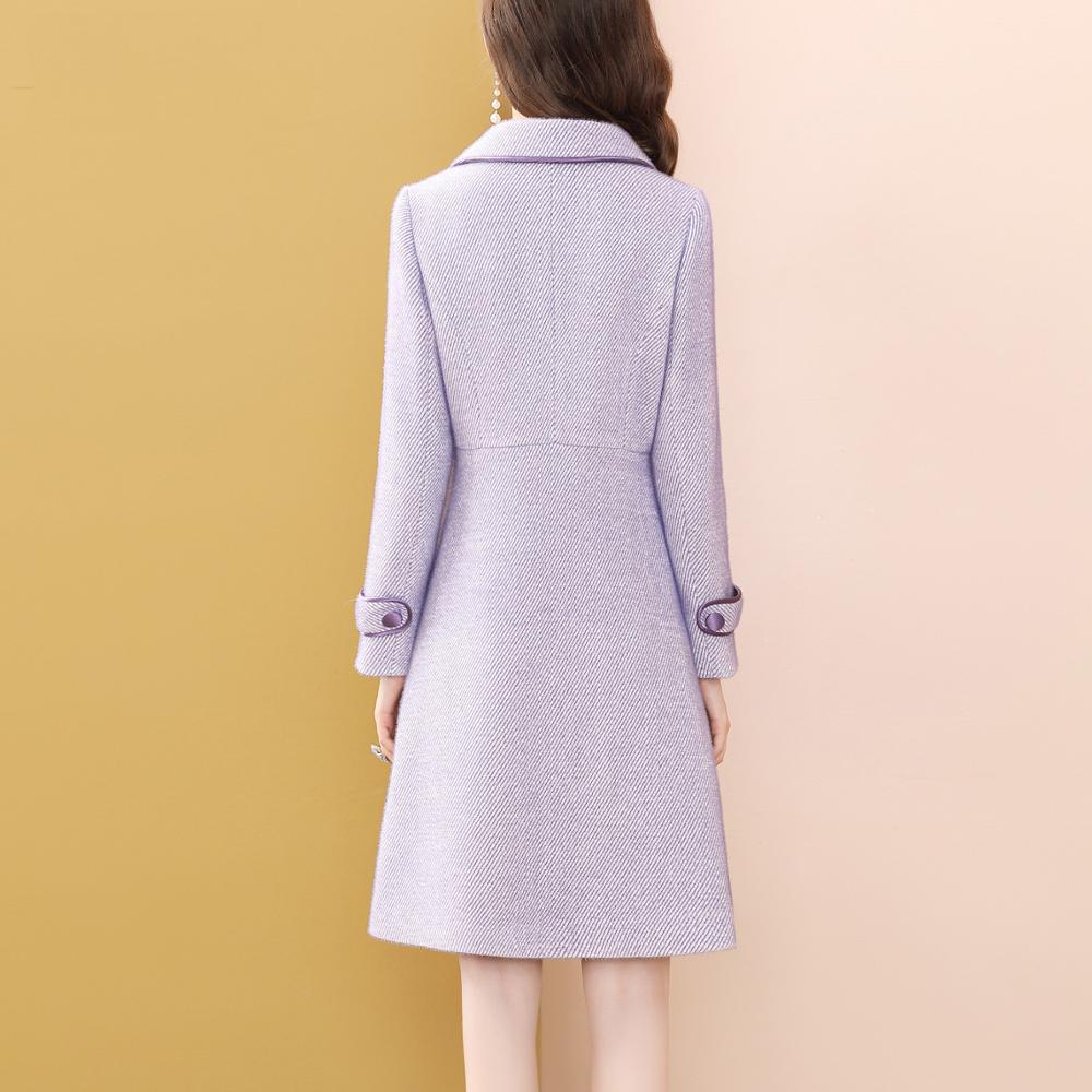 Tylko plus kobiety fioletowy płaszcz zimowy zwykły kobiety długi płaszcz wełniany pojedyncze piersi kobiet wełny trencz kobiety zima