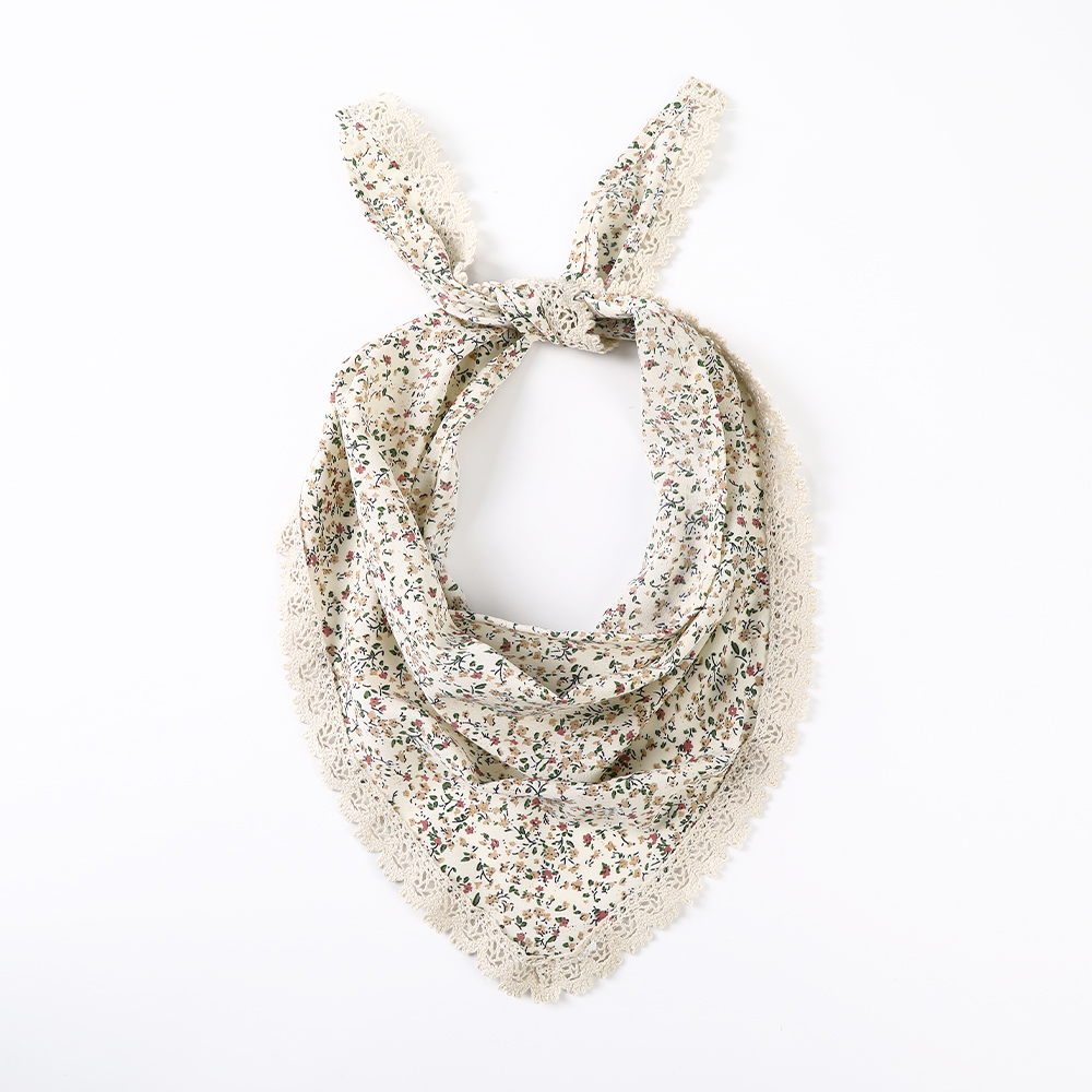 Bufanda triangular con estampado de tela, bandas para el cabello con flores, turbante, Bandana, diademas para mujer, accesorios para el cabello Retro dulces: Caqui oscuro