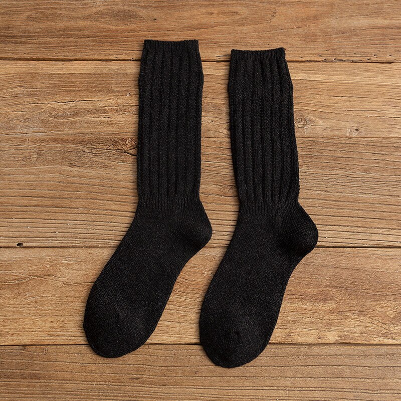 Harajuku Woollen Women Socks Soft Cotton Women Socks Solid Color High Tube Socks For Girls Winter Cute Thick Pile of Socks Lady: grey