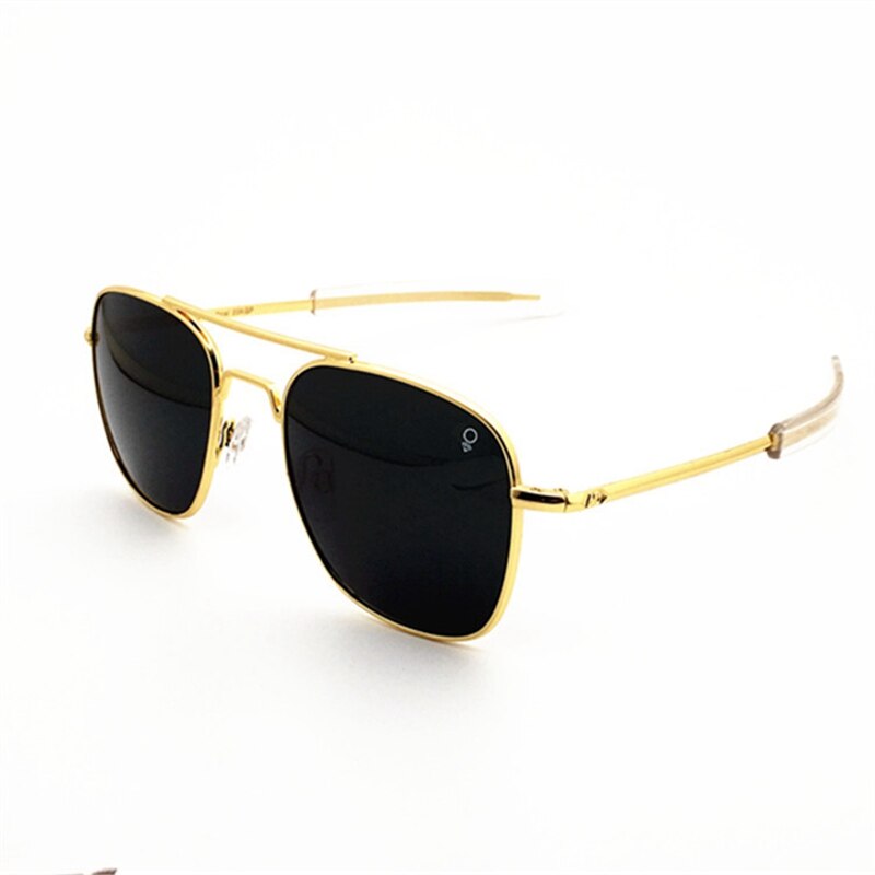 Militar do exército americano piloto ao óculos de sol lente de vidro dos homens mulher marca designer condução óculos masculino op55 op57 alta qualidade: gold gray