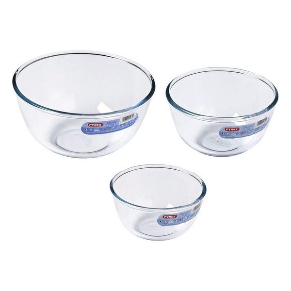 Conjunto de tigelas pyrex vidro de borosilicato transparente (3 peças)