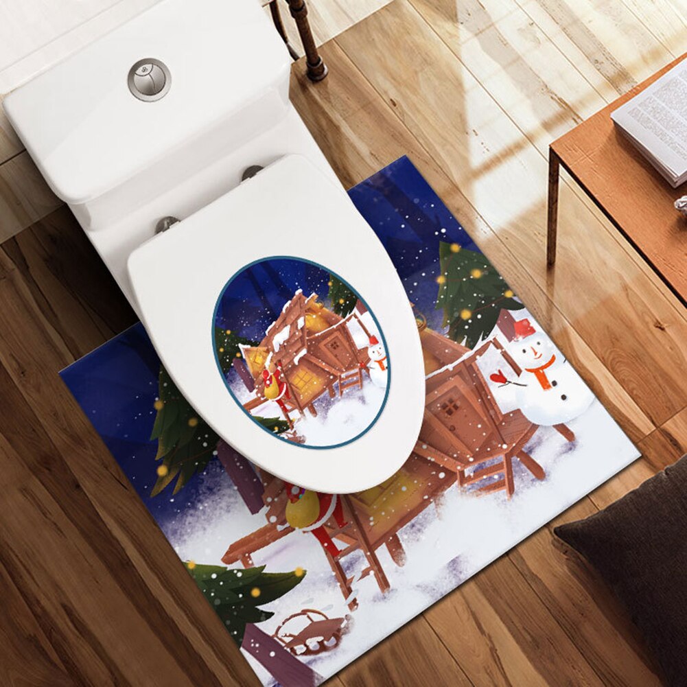 Vandtæt aftagelig jul julemanden pvc selvklæbende diy aftagelig vandtæt toilet mærkat badeværelse boligindretning: D