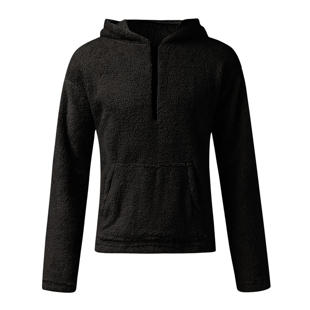 Pull fourrure hommes automne hiver décontracté en vrac Double face en peluche à manches longues Sweter hauts à capuche pull pull pull homme S19: Black / XXL
