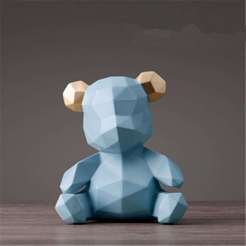 Bære origami statue geometri dyr kunst skulptur harpiks kunstværk stue indretning  l2986: Blå