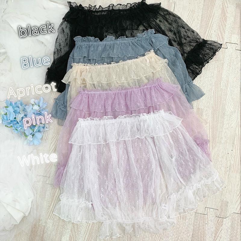 Sommer blød søster lolita top jsk kjole lolita med flæsede trompetærmer knop silke gaze bluse top