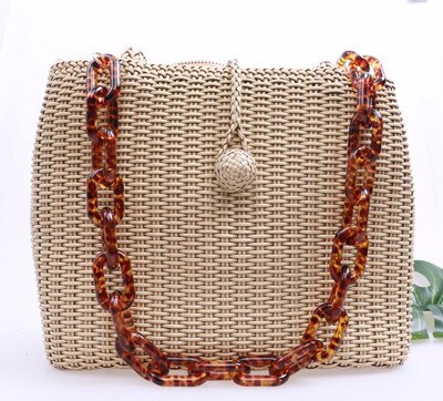 summer Acrylic women handbags strap Thick chain for bags L Shoulder Strap Bag Chains Leopard Plastic Resin Chain: small size 60 cm