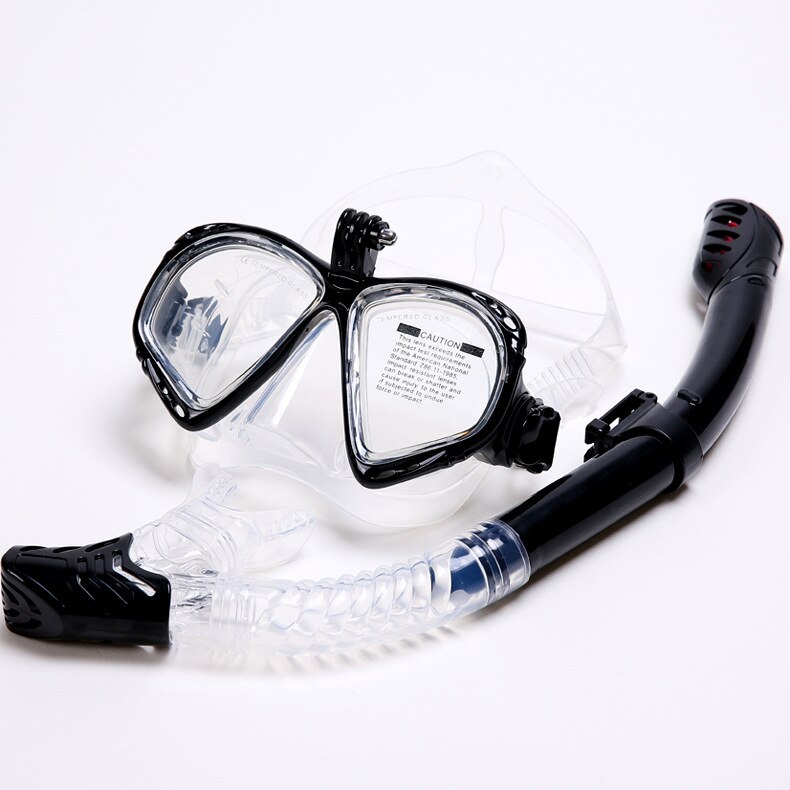 Máscara de esnórquel gafas de buceo completamente seco con soporte tubo de respiración gafas para usar bajo el agua conjunto de gafas de natación para hombres y mujeres: Black t s(2201-198)