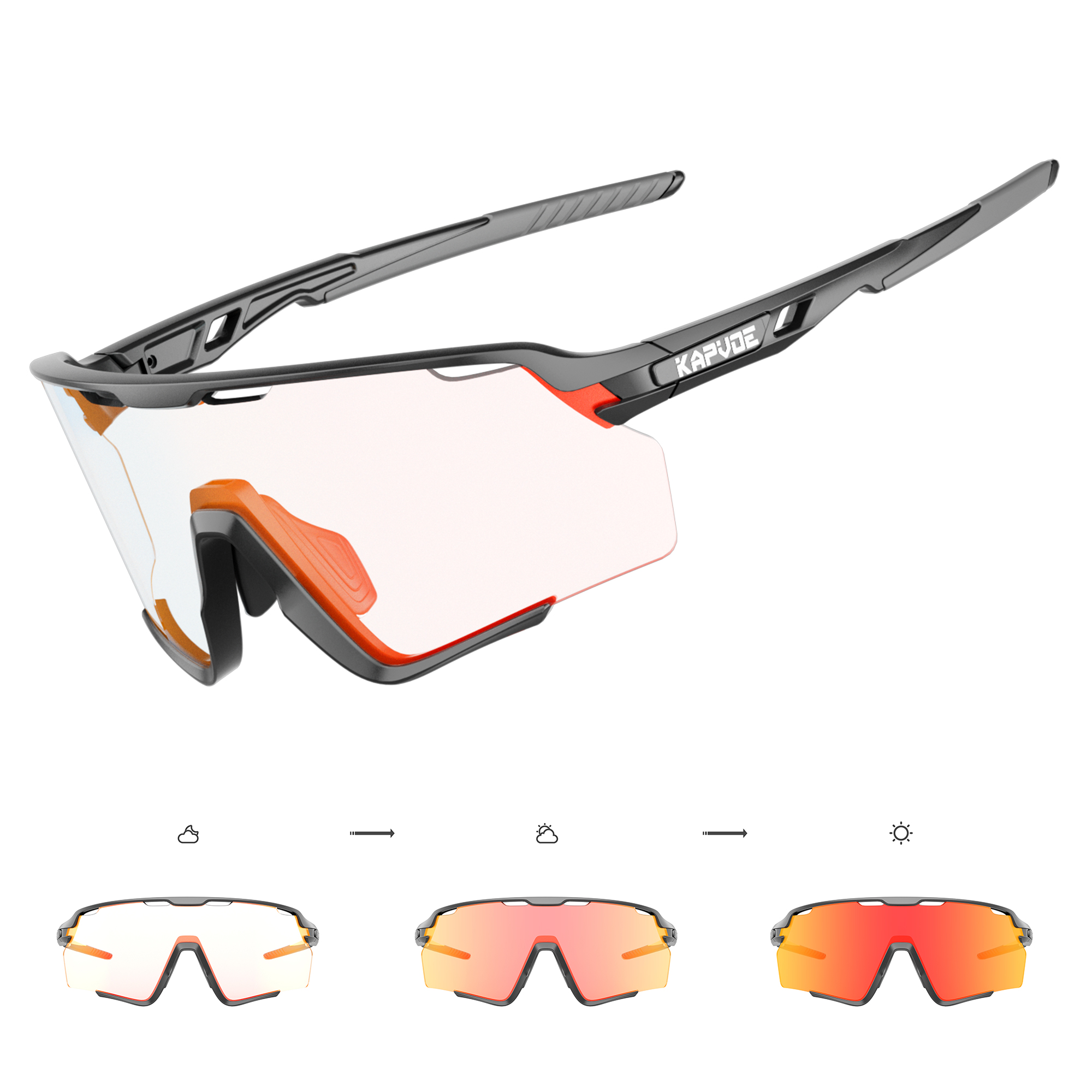 Kapvoe Meekleurende Fietsbril Sport Heren Zonnebril Voor Mannen Fiets Vrouw Outdoor UV400 Fietsbril Baseball: Bruin