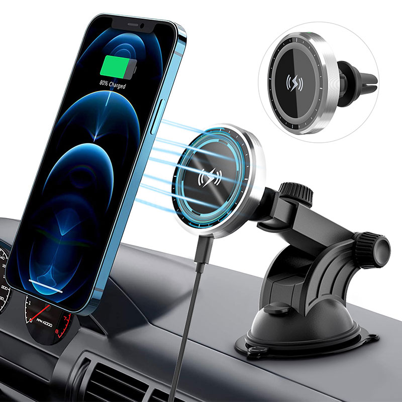 Magnetische Draadloze Autolader Voor Iphone 12 Pro Max Mini Auto Airvent Dashboard Mount Magneet Telefoon Houder Stand & Snelle lader