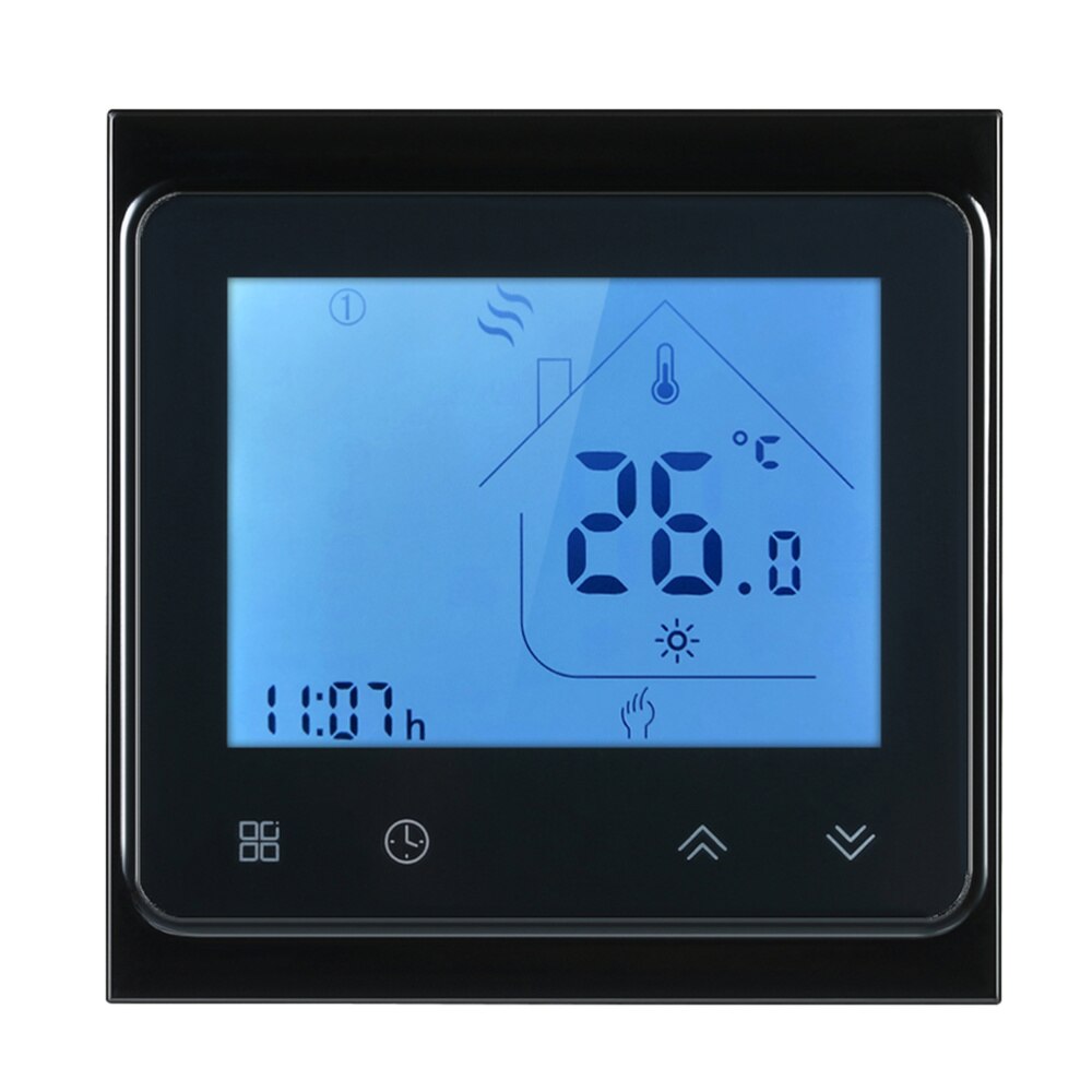 16A 240V Smart Digital Programmable WiFi Thermostat With Buttons for Heating System and Light Source Black