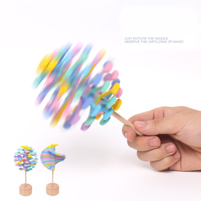 Stress Relief Toy Candy Decompression Stick Wooden Toys For Kids Rotating Lollipop Simulation Classic Toys Educational