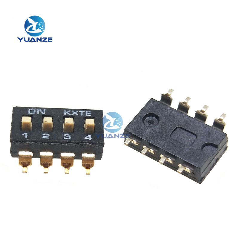 10pcs/lot Slide Type SMT SMD Dip Switch, 2.54mm Pitch 2 Row 4 Pin 2 Position / 8 pin 4 Position / 16 pin 8 Position: Brown