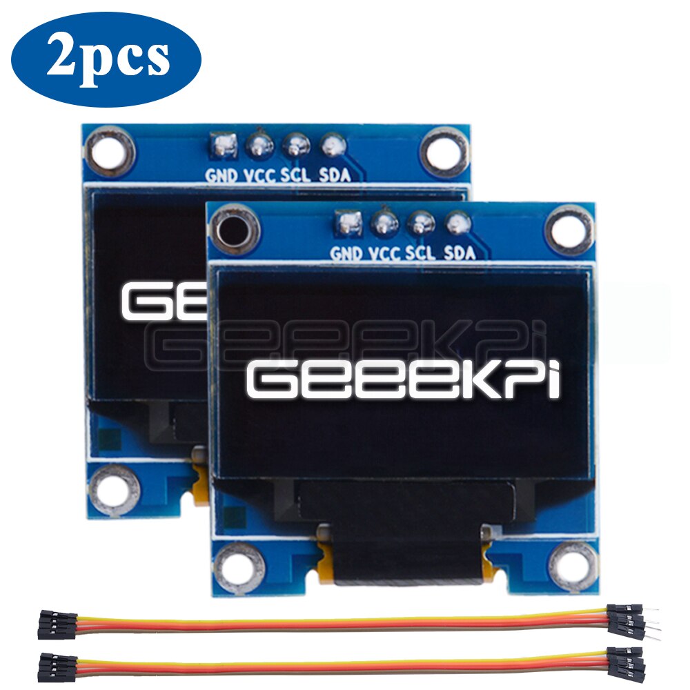 GeeekPi, módulo de pantalla OLED de 0,96 pulgadas, 128x64 IIC SSD1306 para Raspberry Pi 4 B / 3 B (+) / 2 B / Zero (W) / Beaglebone negro/C51: 2pack