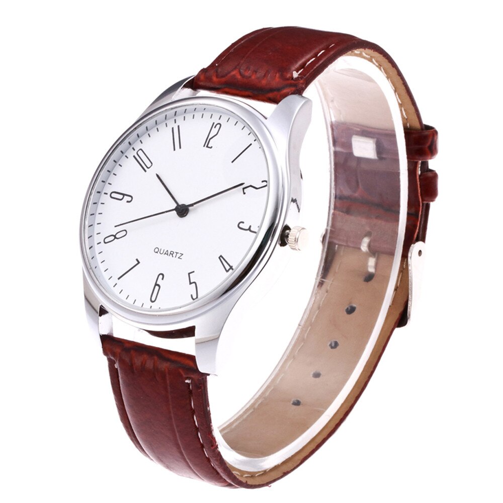 Mens Eenvoudige Zakelijke Mode Lederen Quartz Horloge