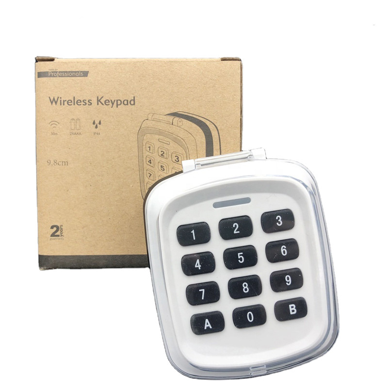Garageportåbner-tastatur universelt trådløst nøglefrit adgangstastatur kan styre op til  to 4 enheder 280-870 mhz (grå): Hvid