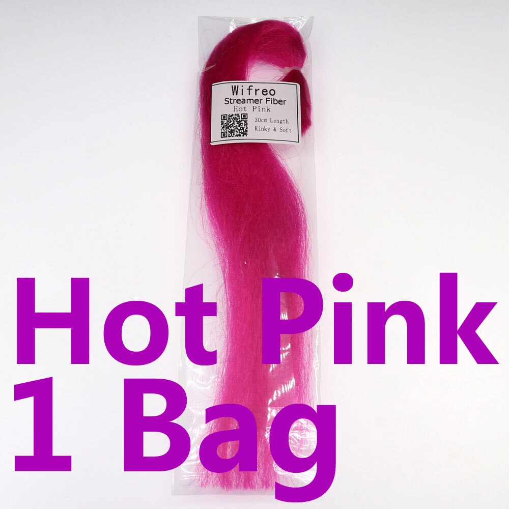 Wifreo 1 paczka 30CM karbowany Kinky Minnow fibre Streamer włókna muchowe Bucktail główka jigowa materiał wiązany do muchówek Bass Lure: hot pink