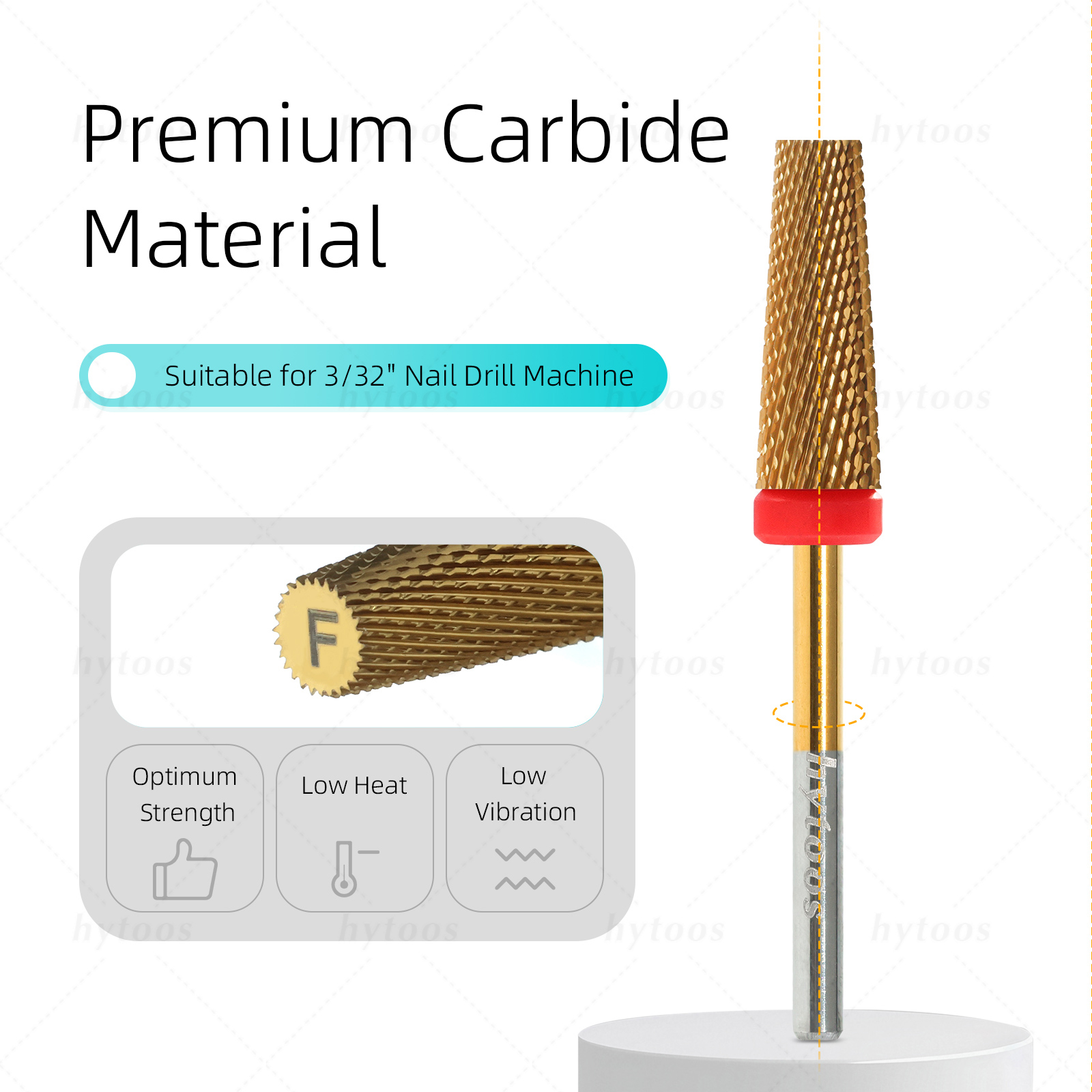 HYTOOS 5 en 1 brocas para uñas 16mm punta de carburo cónico superior plano quitar herramienta de Gel taladros eléctricos archivo accesorios de manicura