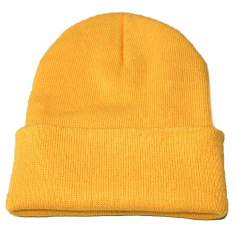 Berretto lavorato a maglia Unisex Slouchy berretto Hip Hop cappello da sci caldo gronda Hairball cappello lavorato a maglia protezione dell'orecchio caldo cappello di lana berretto alla moda Cap50: YELLOW