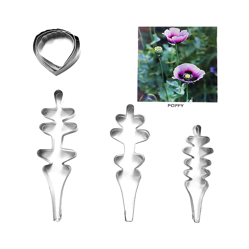 Poppy fondant sugar flower cutters baking cake decorations Polymer Clay Cold Porcelain gumpaste tools