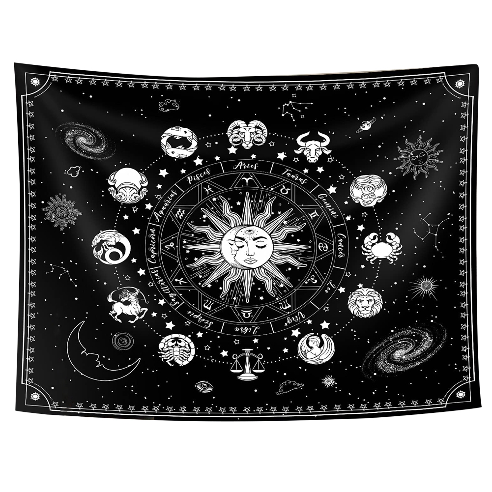 Zodiac Tapestries Sun and Moon Tapestry Astrology Tapestry Zodiac Sign Tapestry, Constellation Tapestry Black and White Tapestry: Default Title