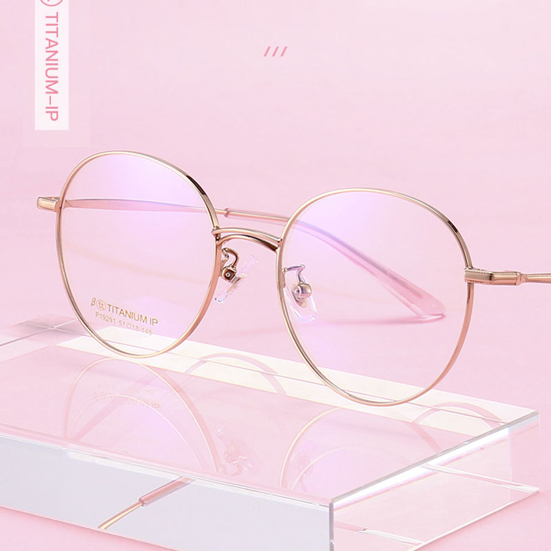 Reine Titan Rahmen Gläser Vollrand Brillen Frauen Stil Frühling Scharniere Runde Brille und Kurzsichtig Brillen