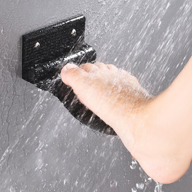Aluminum Wall Mount Shower Footstool Shower Footstool Bathroom Stand Footstool Non-slip Shower Foot Rest Bathroom Pedals