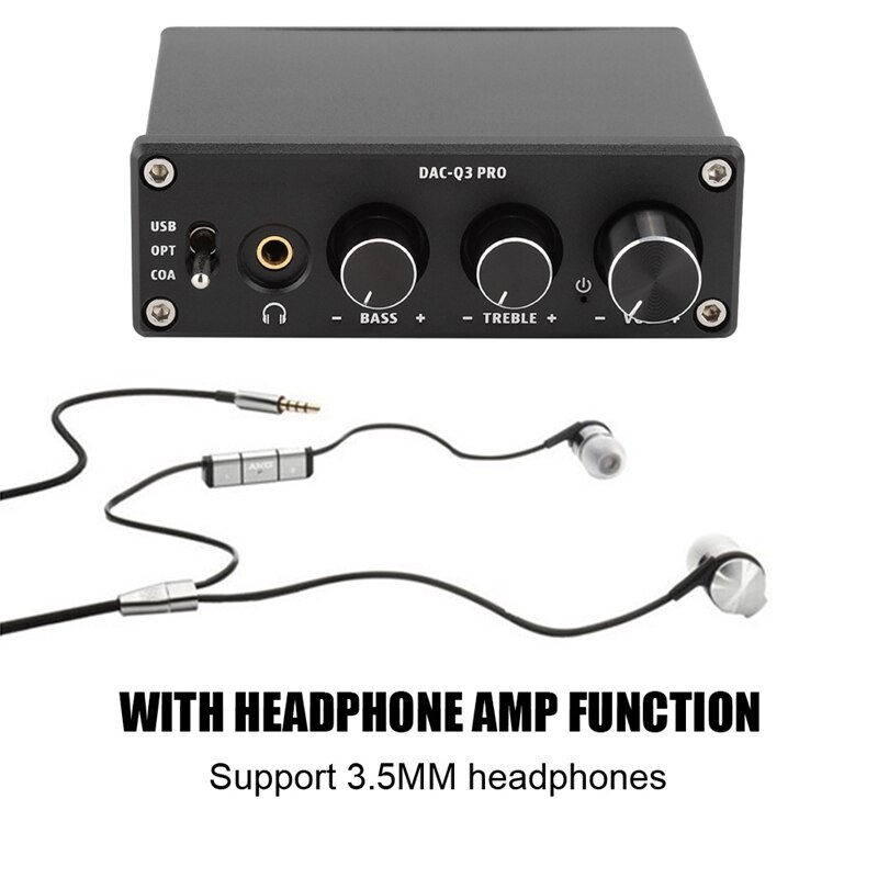 Full-ac -q3 pro dac-dekodierung, digitaler audiodecoder, kopfhörerverstärker, usb-dac, 24- bit /192 -khz-dekodierung für 3.5mm kopfhörer