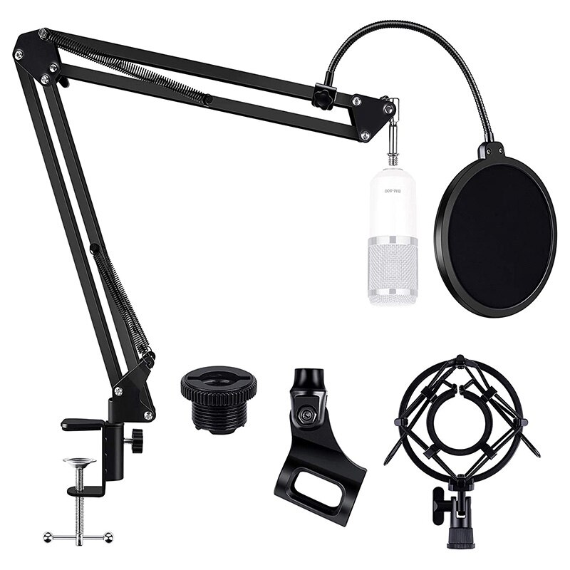 Heavy Duty Microfoon Boom Arm Stand, Verstelbare Suspension Boom Scissor Mic Stand Met Filter: Default Title