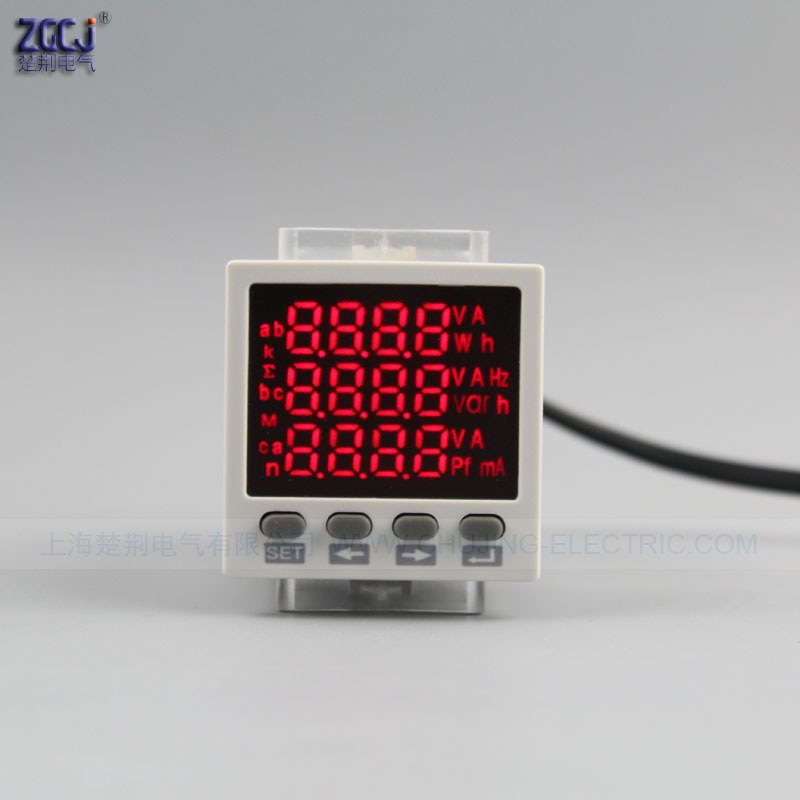48*48*80mm mini 3 phase multifunction meter AC 0-450V AC 0-5A 3 phase power meter dispaly 3 phase A , V , W, Hz.etc..