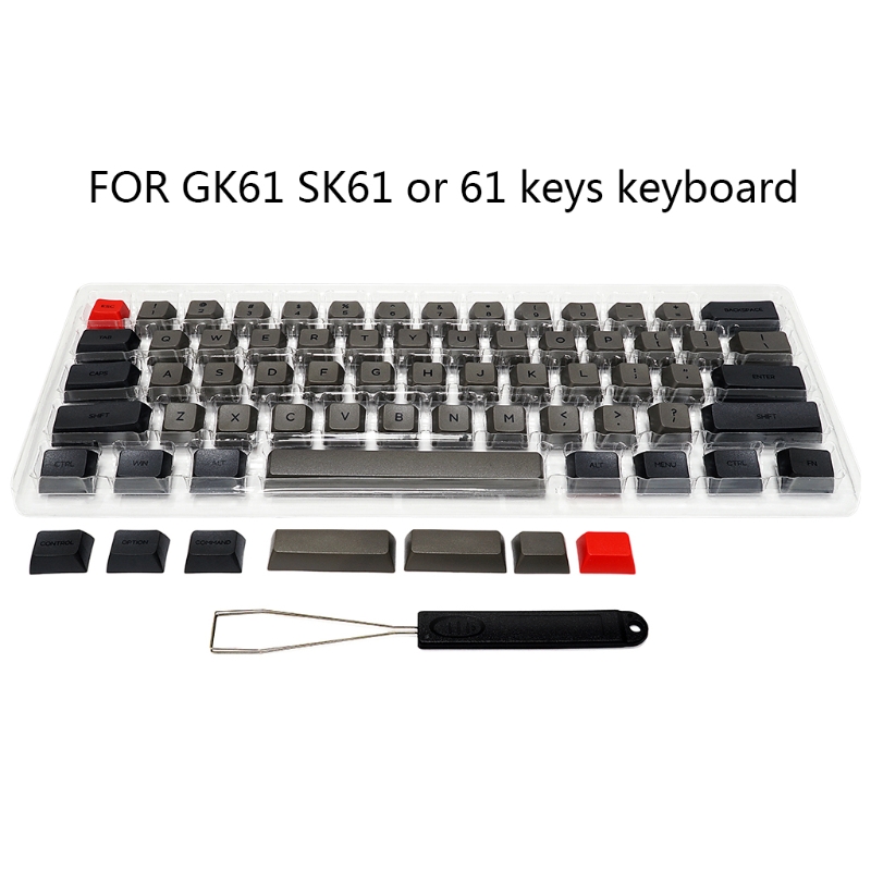 Keyset Keycaps - Double Shot PBT - for GK61 SK61 Mechanical Keyboard: Gray