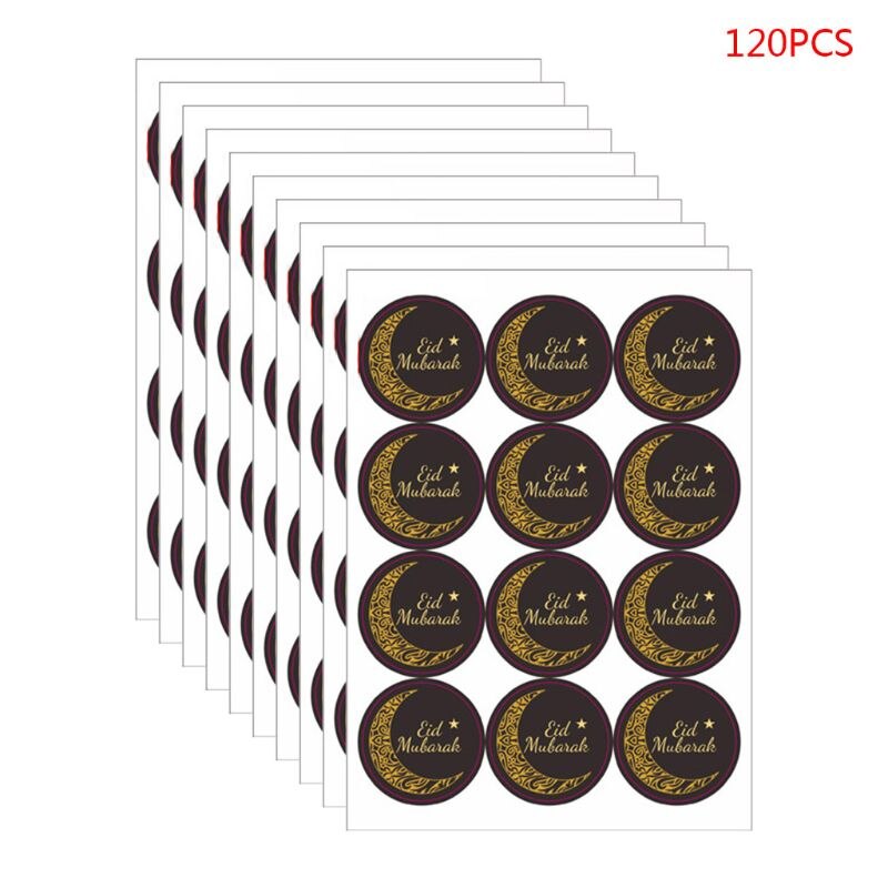 120Pcs Ramadan Stickers Eid Mubarak Geschenkdoos Label Papieren Zak Seal Sticker Ramadan Kareem Decoratie Baby Fotografie Stickers: 3