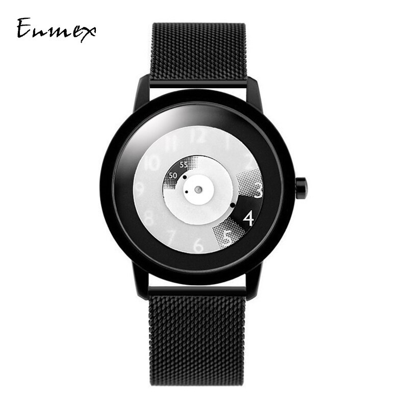 Enmex hit colour band wristwatch focal point special Hidden numbers men casual quartz watch