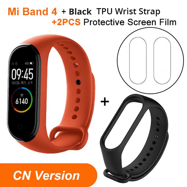 In Stock Xiaomi Mi Band 4 SmartBand MiBand 4 Bracelet Heart Rate Fitness tracker Bluetooth 5.0 50M Waterproof: CN Oran N BlackStrap