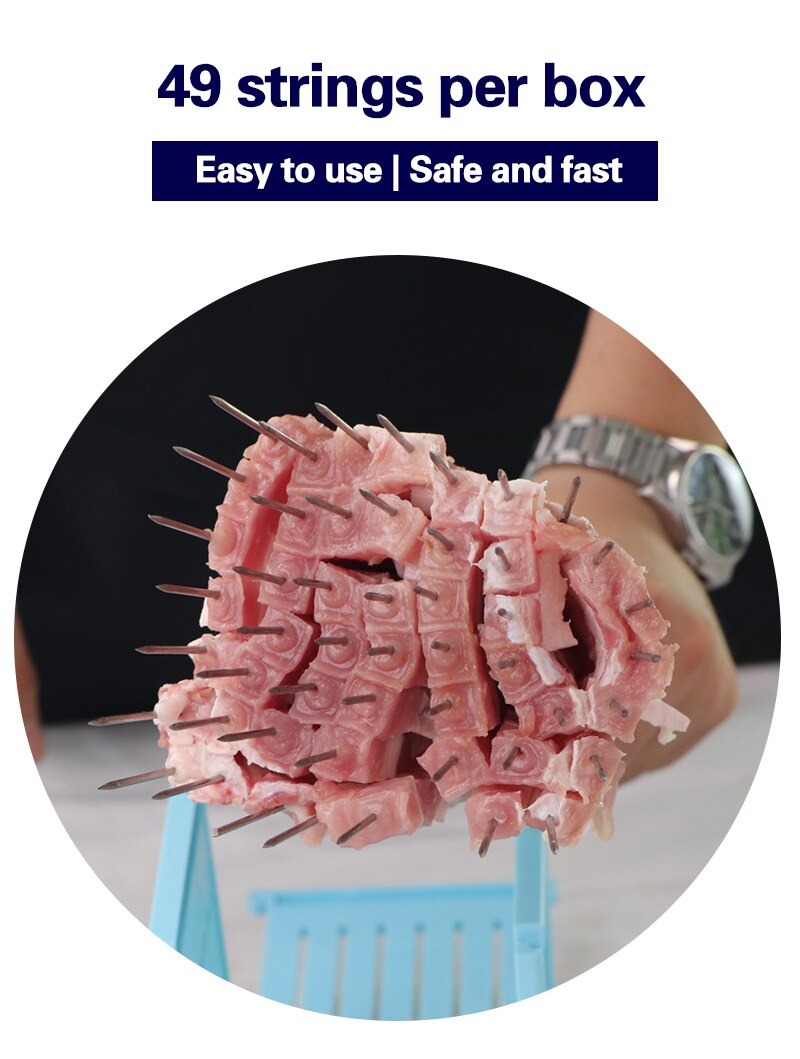 Machine à brochettes de viande avec 49 trous, accessoires de cuisine, outils de séparation de la viande brute, boîte contenant, outils de Barbecue