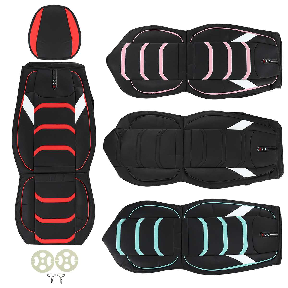 Universele Auto Stoelhoezen Set Front Stoelhoezen Pu Lederen Kussen Interieur Auto Stoel Stoelen Protector Mat Auto Accessoires