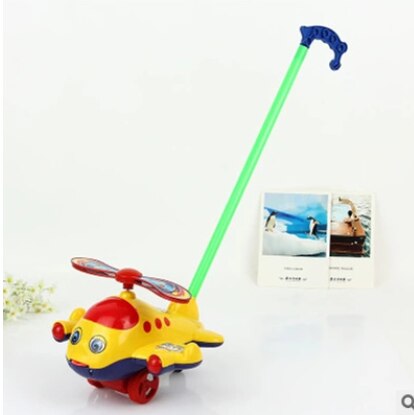 Baby toddler fly hoved vogn legetøj enpolet børn skubbe push bell bell skub fly tungen ud 0-2