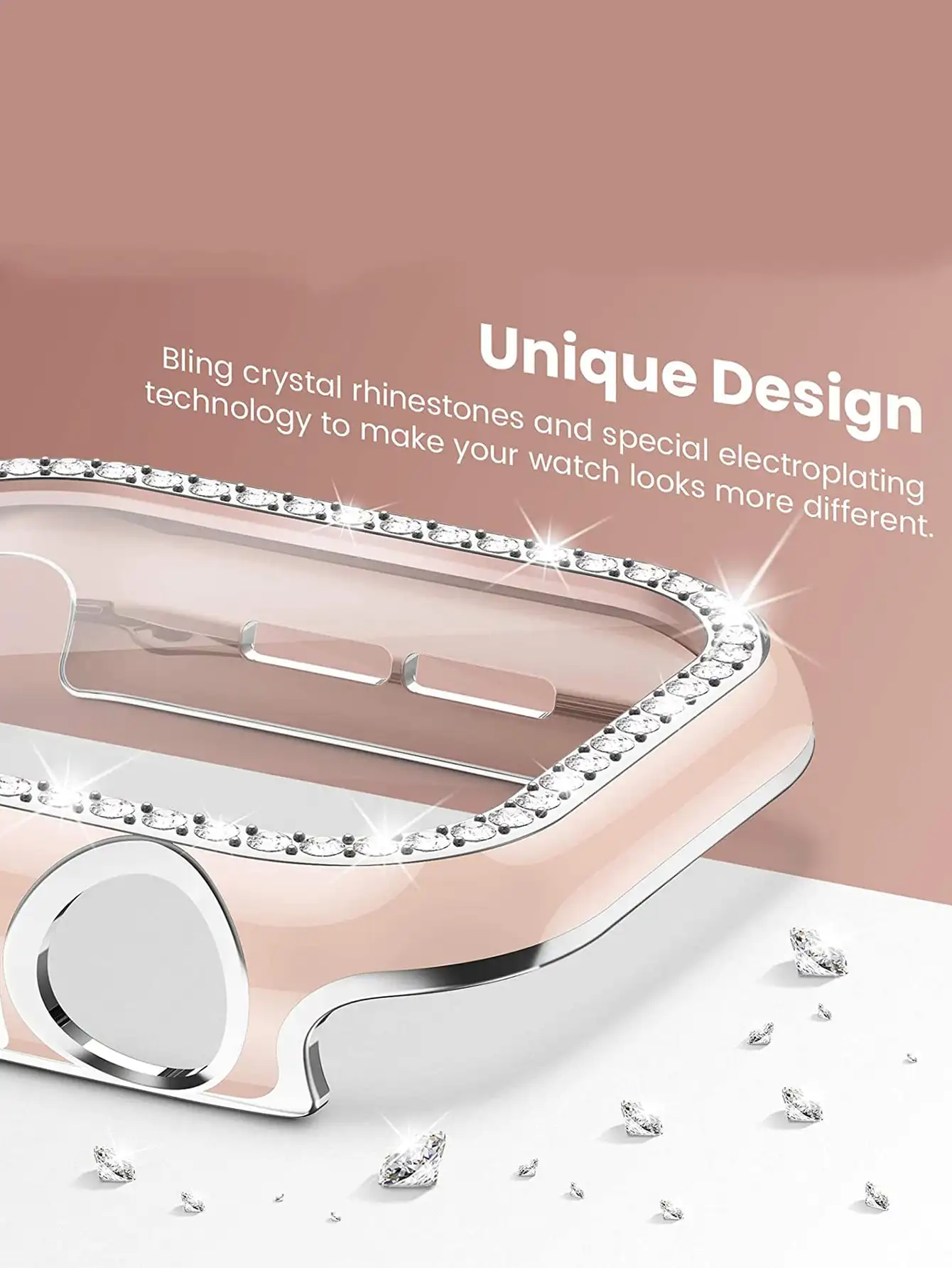Cristal ostentoso + cubierta para Apple i Watch, 45mm, 41mm, 40mm, 44mm, 42mm, 38mm, parachoques de diamante + Protector de pantalla serie iwatch