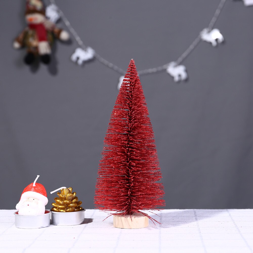 Christmas Tree Mini Pine Tree With Wood Base DIY Crafts Home Table Top Decor Рождество: 3