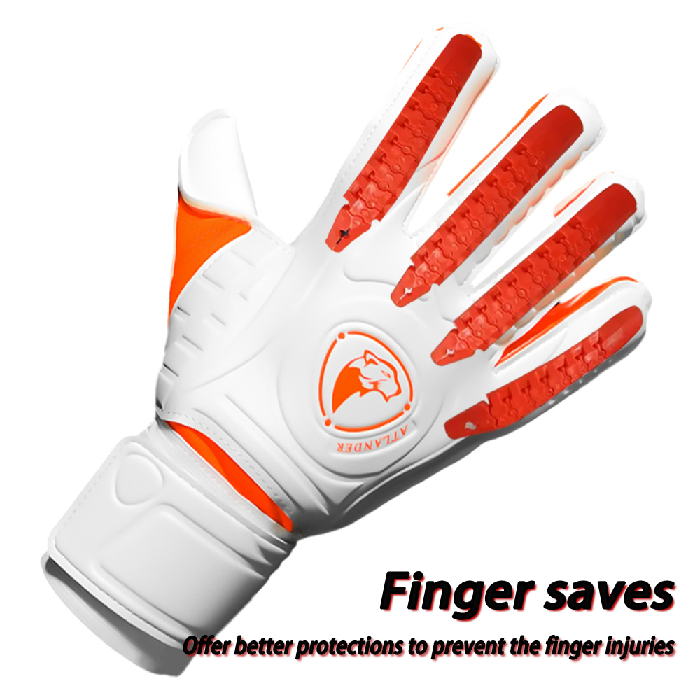 Fingersave målvaktshandskar fotboll handledsrem latex fingerskydd skydd barn vuxen fotboll starkt grepp målvaktshandske